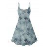 Beach Couple Outfit Allover Coconut Tree Pattern Spaghetti Strap V Neck A Line Mini Tank Dress and Button Up Shirt Vacation Matching Outfit - Vert clair S | US 4