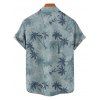 Beach Couple Outfit Allover Coconut Tree Pattern Spaghetti Strap V Neck A Line Mini Tank Dress and Button Up Shirt Vacation Matching Outfit - Vert clair S | US 4