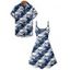 Gothic Couple Outfit Allover Floral Skulls Pattern Spaghetti Strap Tank Dress and Button Up Shirt Vacation Matching Outfit - Bleu S | US 4