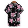Vacation Couple Outfit Floral Leaf Pattern Ruched Bust Belt Sweetheart Neck Dress and Button Up Shirt Casual Matching Outfit - Noir S | US 4