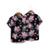 Vacation Couple Outfit Floral Leaf Pattern Ruched Bust Belt Sweetheart Neck Dress and Button Up Shirt Casual Matching Outfit - Noir S | US 4