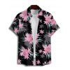 Vacation Couple Outfit Floral Leaf Pattern Ruched Bust Belt Sweetheart Neck Dress and Button Up Shirt Casual Matching Outfit - Noir S | US 4