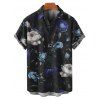 Vacation Couple Outfit Floral Pattern Ruched Bust Belt Dress and Button Up Shirt Casual Matching Outfit - Noir S | US 4