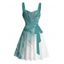 Robe de vacances à motif de feuilles pailletées ombrées, buste froncé, ceinture, col en cœur, robe trapèze mini décontractée - Bleu gris XXXXXL | US 20