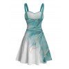 Robe de vacances à motif de feuilles pailletées ombrées, buste froncé, ceinture, col en cœur, robe trapèze mini décontractée - Vert clair XXXXXL | US 20