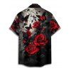 Gothic Couple Outfit Rose Butterfly Pattern Spaghetti Strap V Neck A Line Mini Tank Dress and Button Up Shirt Vacation Matching Outfit - Rouge foncé S | US 4