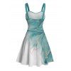 Vacation Couple Outfit Ombre Glitter Leaf Pattern Ruched Bust Belt Sweetheart Neck Dress and Button Up Shirt Matching Outfit - Vert clair S | US 4