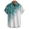 Vacation Couple Outfit Ombre Glitter Leaf Pattern Ruched Bust Belt Sweetheart Neck Dress and Button Up Shirt Matching Outfit - Vert clair S | US 4