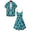 Vacation Couple Outfit Allover Coconut Tree Print Spaghetti Strap Tank Dress and Button Up Shirt Hawaii Matching Outfit - Vert clair S | US 4