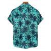 Vacation Couple Outfit Allover Coconut Tree Print Spaghetti Strap Tank Dress and Button Up Shirt Hawaii Matching Outfit - Vert clair S | US 4