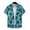 Vacation Couple Outfit Allover Coconut Tree Print Spaghetti Strap Tank Dress and Button Up Shirt Hawaii Matching Outfit - Vert clair S | US 4