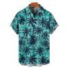 Vacation Couple Outfit Allover Coconut Tree Print Spaghetti Strap Tank Dress and Button Up Shirt Hawaii Matching Outfit - Vert clair S | US 4