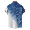 Vacation Couple Outfit Ombre Glitter Leaf Pattern Ruched Bust Belt Sweetheart Neck Dress and Button Up Shirt Matching Outfit - Bleu gris S | US 4