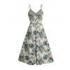 Robe longue de vacances à motif floral et feuilles, avec empiècement en dentelle géométrique et bretelles spaghetti - multicolor XXL | US 14
