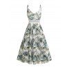 Robe longue de vacances à motif floral et feuilles, avec empiècement en dentelle géométrique et bretelles spaghetti - multicolor XXL | US 14