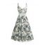 Robe longue de vacances à motif floral et feuilles, avec empiècement en dentelle géométrique et bretelles spaghetti - multicolor XXL | US 14