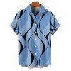 Casual Couple Outfit Geometric Printed Spaghetti Strap V Neck A Line Mini Tank Dress and Button Up Shirt Vacation Matching Outfit - Bleu gris S | US 4
