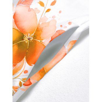 Watercolor Leaf Floral Print Spaghetti Strap Vacation Dress Pocket Long A Line Dress