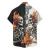 Gothic Couple Outfit Colorblock Skeleton Smoking Fire Floral Pattern Spaghetti Strap Tank Dress and Button Up Shirt Vacation Matching Outfit - Noir S | US 4