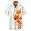 Chemise de vacances à imprimé floral et feuilles aquarelle pour homme, chemise boutonnée à revers - Orange 3XL