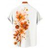 Chemise de vacances à imprimé floral et feuilles aquarelle pour homme, chemise boutonnée à revers - Orange 3XL