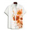 Chemise de vacances à imprimé floral et feuilles aquarelle pour homme, chemise boutonnée à revers - Orange 3XL