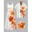 Vacation Couple Outfit Watercolor Leaf Floral Print Spaghetti Strap A Line Long Dress and Roll Up Sleeve Button Up Shirt Matching Outfit - Blanc S | US 4