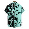 Chemise de vacances à motif de feuilles colorblock pour homme, chemise décontractée à manches courtes et boutons retroussables - Vert 5XL