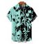 Chemise de vacances à motif de feuilles colorblock pour homme, chemise décontractée à manches courtes et boutons retroussables - Vert 5XL