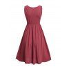 Robe croisée unie à boutons factices, taille haute, sans manches, coupe trapèze, mini, décontractée - Rouge foncé XXL | US 14