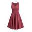 Robe croisée unie à boutons factices, taille haute, sans manches, coupe trapèze, mini, décontractée - Rouge foncé XXL | US 14