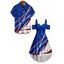 Independence Day Couple Outfit American Flag Elements Star Print Ruffle Cinched Off the Shoulder Ruched Bust High Low Midi Dress and Button Up Shirt Patriotic Matching Outfit - Bleu S | US 4