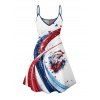 Robe de fête de l'indépendance à motif d'éléments du drapeau américain, bretelles spaghetti, col en V, coupe trapèze, mini-robe débardeur patriotique - multicolor XXXL | US 16