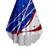 Robe patriotique mi-longue à volants et imprimé étoiles, motif drapeau américain, épaules dénudées, buste froncé, manches courtes, coupe haute et basse - Bleu XXL | US 14
