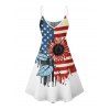 Robe de fête de l'indépendance à motif de feuille de tournesol et drapeau américain, bretelles spaghetti, col en V, coupe trapèze, mini-robe débardeur patriotique - multicolor A XXXXXL | US 20