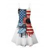 Robe de fête de l'indépendance à motif de feuille de tournesol et drapeau américain, bretelles spaghetti, col en V, coupe trapèze, mini-robe débardeur patriotique - multicolor A XXXXXL | US 20