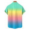 Chemise de vacances pour homme, couleur arc-en-ciel ombrée, boutonnée, retroussable, manches courtes, décontractée - multicolor A 5XL