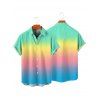 Chemise de vacances pour homme, couleur arc-en-ciel ombrée, boutonnée, retroussable, manches courtes, décontractée - multicolor A 5XL