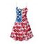 Robe à motif floral et étoiles, motif drapeau américain, tenue de fête de l'indépendance, bretelles spaghetti, col en V, coupe trapèze, mini-robe débardeur patriotique - multicolor A XXXXXL | US 20