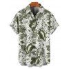Chemise de vacances à manches courtes et boutons pour homme, motif floral tropical, à revers, pour la plage - Vert profond 5XL