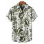 Chemise de vacances à manches courtes et boutons pour homme, motif floral tropical, à revers, pour la plage - Vert profond 5XL