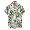 Chemise de vacances à manches courtes et boutons pour homme, motif floral tropical, à revers, pour la plage - Vert profond 5XL