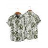 Chemise de vacances à manches courtes et boutons pour homme, motif floral tropical, à revers, pour la plage - Vert profond 5XL