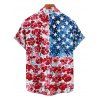 Chemise à manches courtes et boutons pour homme, motif floral et étoiles, motif drapeau américain, motif patriotique, jour de l'indépendance - multicolor A 5XL