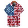 Chemise à manches courtes et boutons pour homme, motif floral et étoiles, motif drapeau américain, motif patriotique, jour de l'indépendance - multicolor A 5XL
