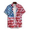Chemise à manches courtes et boutons pour homme, motif floral et étoiles, motif drapeau américain, motif patriotique, jour de l'indépendance - multicolor A 5XL