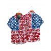 Chemise à manches courtes et boutons pour homme, motif floral et étoiles, motif drapeau américain, motif patriotique, jour de l'indépendance - multicolor A 5XL