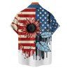Chemise patriotique à manches courtes et boutons pour homme, motif drapeau américain, motif feuille de tournesol, jour de l'indépendance - multicolor A 5XL
