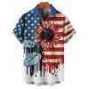 Chemise patriotique à manches courtes et boutons pour homme, motif drapeau américain, motif feuille de tournesol, jour de l'indépendance - multicolor A 5XL