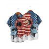 Chemise patriotique à manches courtes et boutons pour homme, motif drapeau américain, motif feuille de tournesol, jour de l'indépendance - multicolor A 5XL